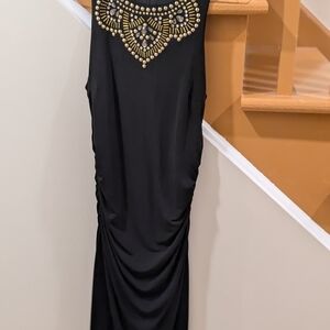 Elegant Black and Gold Embellished Dress